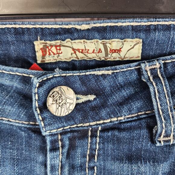 BKE Stella Boot Jeans 26x31.5 Medium Wash Distressed Stretch Embroidered Pockets - Picture 7 of 8